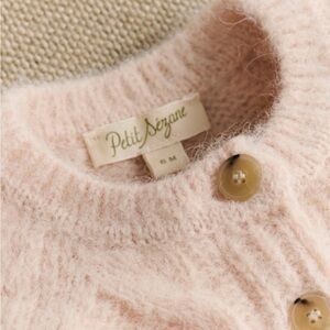 Sezane Kids Pink Designer Knit Alpaca Cardigan Button-Up Sweater 12-18 mo.
